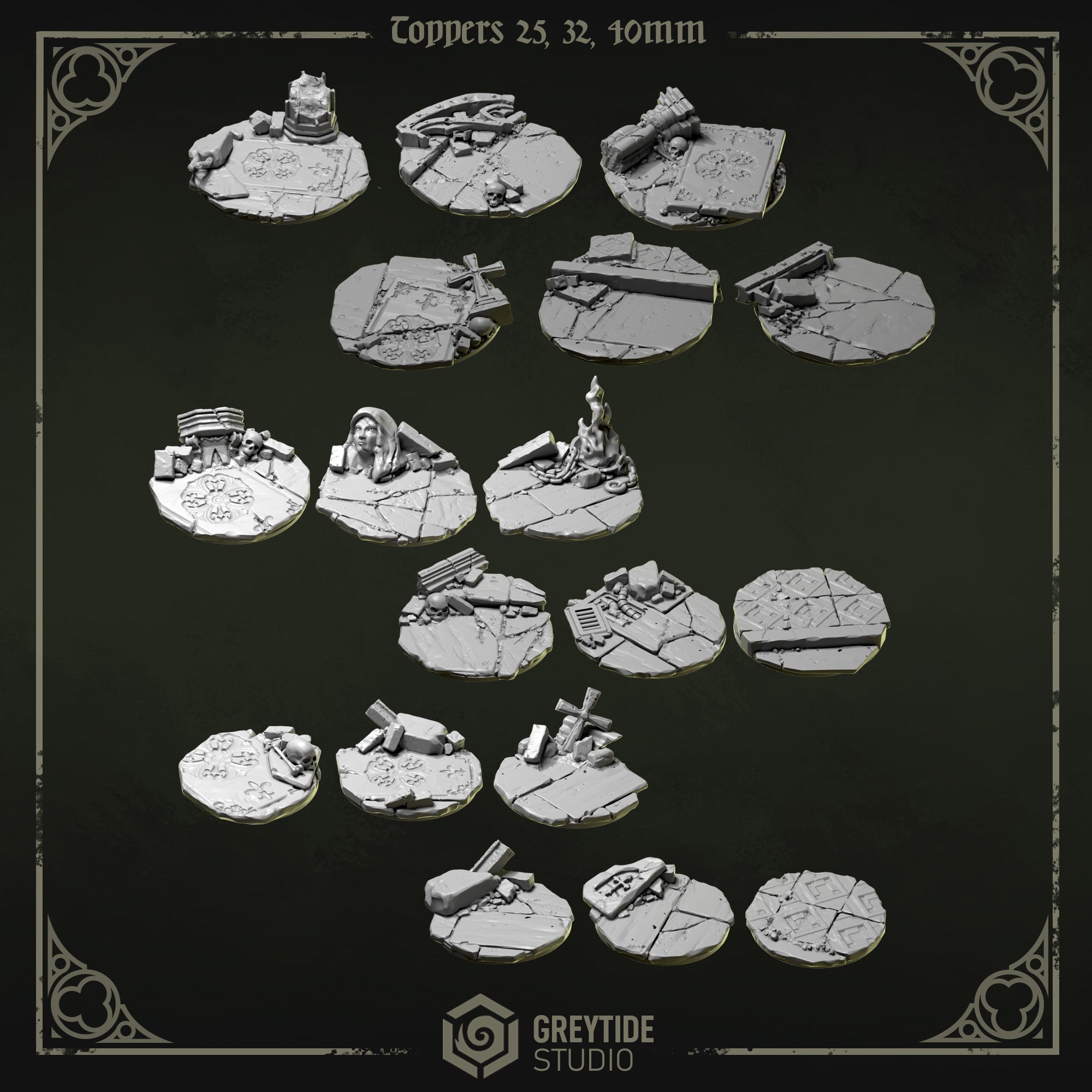 Eternal Pilgrims Base Toppers 25 mm, 32 mm y 40 mm - Greytide Studio