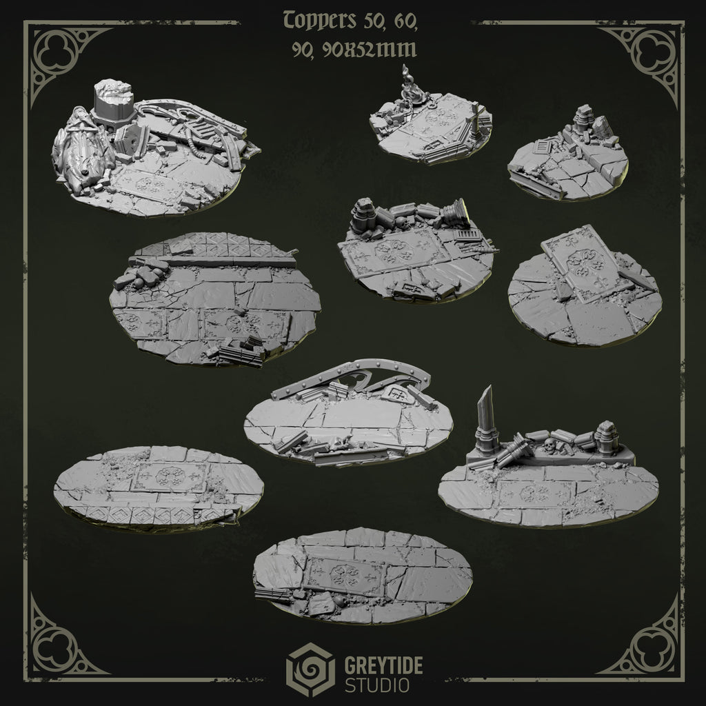 Eternal Pilgrims Base Toppers 50mm, 60mm, 90mm y 90x50mm - Greytide Studio